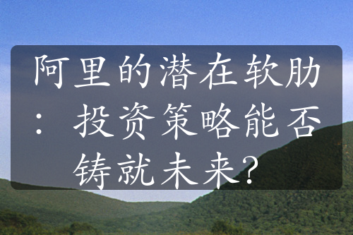 阿里的潛在軟肋：投資策略能否鑄就未來？