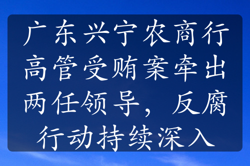 廣東興寧農(nóng)商行高管受賄案牽出兩任領(lǐng)導，反腐行動持續(xù)深入