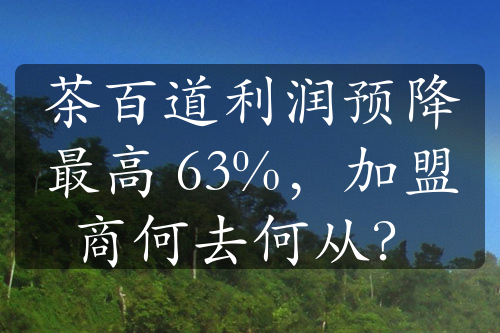 茶百道利潤(rùn)預(yù)降最高 63%，加盟商何去何從？