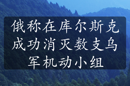 俄稱在庫爾斯克成功消滅數(shù)支烏軍機(jī)動(dòng)小組