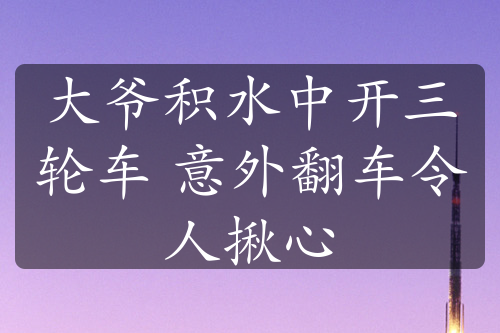 大爺積水中開三輪車 意外翻車令人揪心