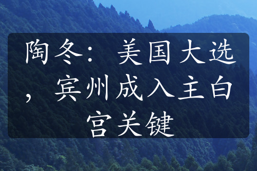 陶冬：美國大選，賓州成入主白宮關(guān)鍵