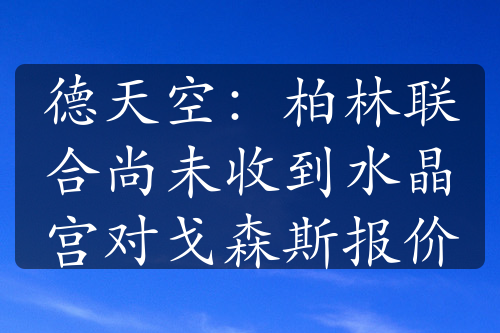 德天空：柏林聯(lián)合尚未收到水晶宮對(duì)戈森斯報(bào)價(jià)