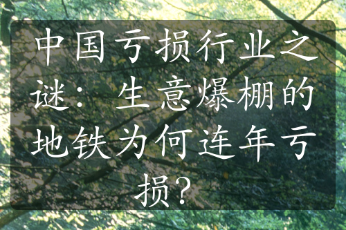 中國虧損行業(yè)之謎：生意爆棚的地鐵為何連年虧損？