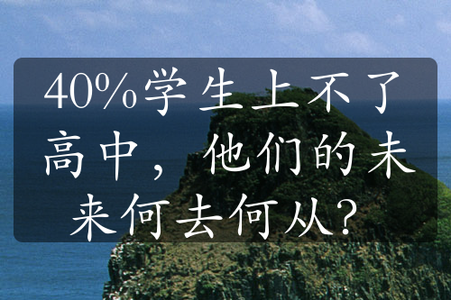 40%學(xué)生上不了高中，他們的未來何去何從？