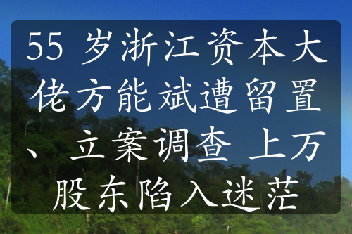 55 歲浙江資本大佬方能斌遭留置、立案調(diào)查 上萬(wàn)股東陷入迷茫