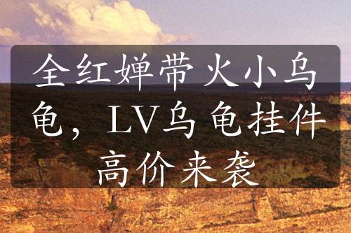 全紅嬋帶火小烏龜，LV烏龜掛件高價(jià)來襲