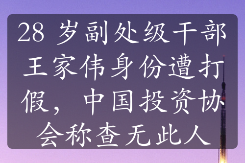 28 歲副處級(jí)干部王家偉身份遭打假，中國(guó)投資協(xié)會(huì)稱查無此人