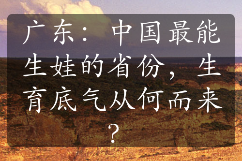 廣東：中國(guó)最能生娃的省份，生育底氣從何而來(lái)？