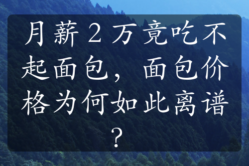 月薪 2 萬竟吃不起面包，面包價格為何如此離譜？