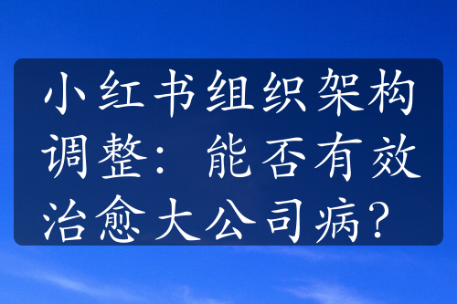 小紅書組織架構(gòu)調(diào)整：能否有效治愈大公司病？