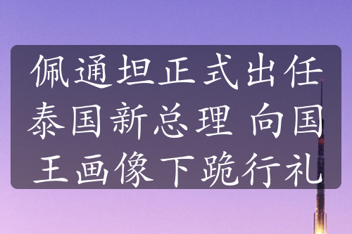 佩通坦正式出任泰國新總理 向國王畫像下跪行禮